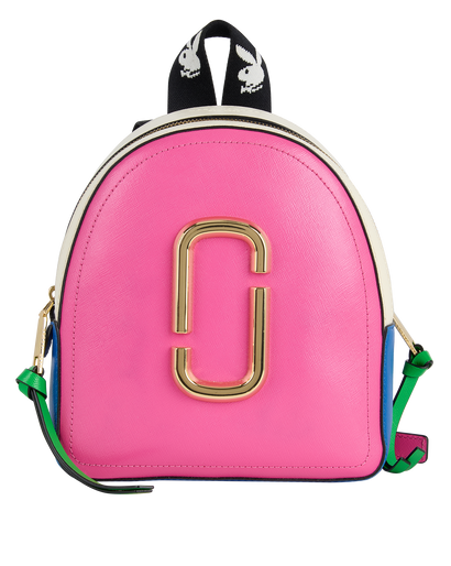Playboy Bunny Backpack, &pound;130, Handbags, Blue/Pink/White, Leather, Front view